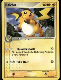 Raichu Uncommon Holon Phantoms 51/110 Lightning Pokemon Card - Image 1