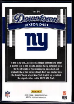 2025 Donruss - Jaxson Dart #14 ROOKIE Downtown JUMBO Card 5 x 7 - Image 2