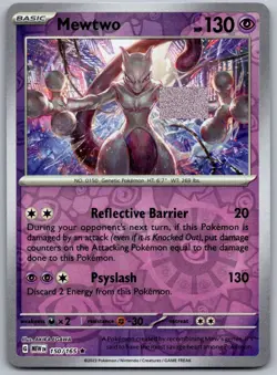 Mewtwo 150/165 Rare 151 Pokemon Reverse Holo Near Mint - Image 1