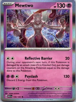 Pokemon TCG Mewtwo 150/165 Scarlet & Violet 151 Reverse Holo Rare - Image 1