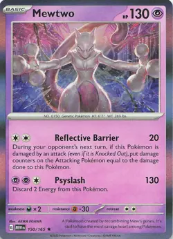 Mewtwo 150/165 Rare 151 Pokemon Holo Near Mint - Image 1