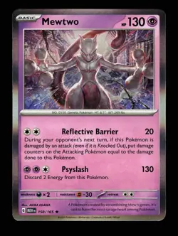 Mewtwo 150/165 Holo 151 Rare 2023 Pokemon LP - Image 1