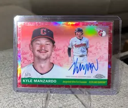 2025 Topps Chrome Platinum Kyle Manzardo 5/5 Red Toile Refractor Auto GUARDIANS - Image 1