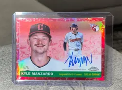 2025 Topps Chrome Platinum Kyle Manzardo 5/5 Red Toile Refractor Auto GUARDIANS - Image 2