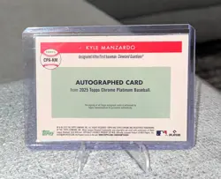 2025 Topps Chrome Platinum Kyle Manzardo 5/5 Red Toile Refractor Auto GUARDIANS - Image 3