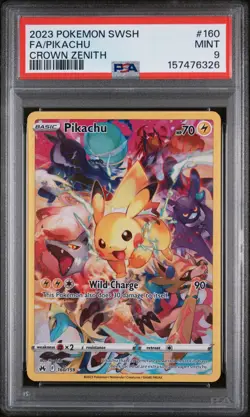 2023 POKEMON SWORD & SHIELD CROWN ZENITH #160 FULL ART/PIKACHU PSA 9 - Image 1