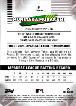 2026 Topps Finest Baseball #5 Munetaka Murakami RC - Image 2