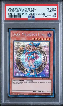 2022 YU-GI-OH! TIN OF THE PHARAOH'S GODS 1ST EDITION DARK MAGICIAN GIRL PSA 8 - Image 1