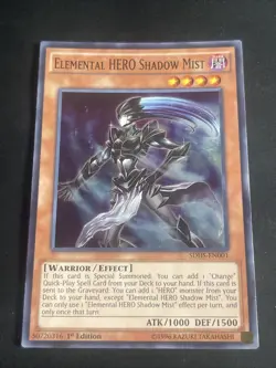 Yu-Gi-Oh! TCG Super Rare 1st Edition Elemental Hero Shadow Mist SDHS-EN001 - Image 1