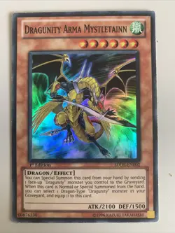 1x Yu-Gi-Oh Dragunity Arma Mystletainn SDDL-EN002 1st Edition Super Rare LP - Image 1