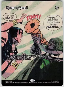 Horn of Greed (Borderless) 98 Marvel Universe Eternal Legal Magic the Gathering - Image 1