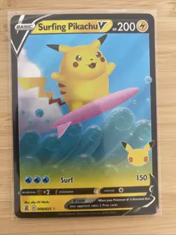 Surfing Pikachu V (008/025) Pokemon [Celebrations] MINT CARD NM - Image 1