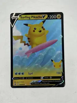 Surfing Pikachu V (008/025) 25th Anniversary Celebrations Pokemon Card - NM - Image 1