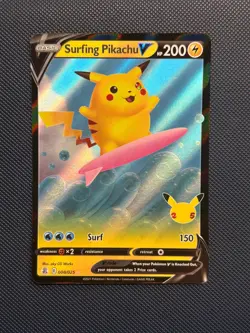 Surfing Pikachu V - 008/025 - Celebrations - NM - Pokemon Card - Image 1