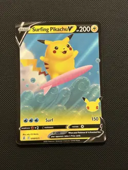 Surfing Pikachu V - 008/025 - Celebrations - NM - Pokemon Card - Image 1