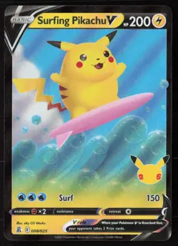 Surfing Pikachu V - 008/025 - Celebrations - Pokemon Card - NM/M - Image 1