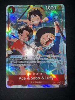 SUPER RARE Alt Art - Ace & Sabo & Luffy - Op13-007 One Piece Card Game - Image 1