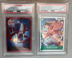 PSA 10 ONE PIECE PROMOS RED BULL DOUBLE DON #005 MONKEY D LUFFY & RED BULL DBL - Image 1
