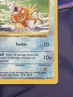 Magikarp 35/102 Shadowless Base Set Pokemon Card WOTC 1999 NM Vintage Rare - Image 4