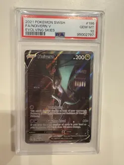 🔥2021 Pokemon Sword & Shield Evolving Skies Noivern V Alt Art 196/203 PSA 10 🔥 - Image 1