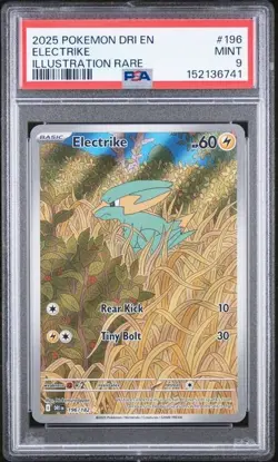 Pokemon TCG Electrike 196/182 Sv10 Destined Rivals Illustration Rare Holo PSA 9 - Image 1