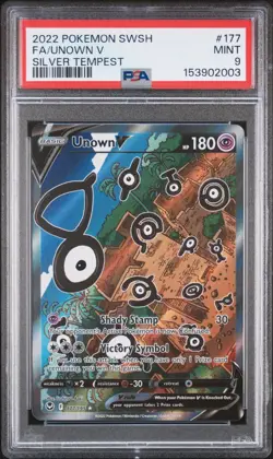 PSA 9 Unown V 177/195 Silver Tempest Pokemon - Image 1