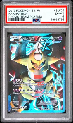 2013 POKEMON BLACK & WHITE PROMO TEAM PLASMA #BW74 FULL ART/GIRATINA PSA 6 - Image 1