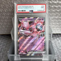 2025 POKEMON DRI EN ROCKET ‘S MEWTWO ex #081 PSA 9 MINT - Image 1