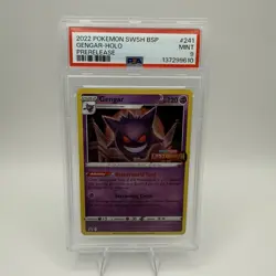 2022 POKEMON SWSH BLACK STAR PROMO PRERELEASE #241 GENGAR-HOLO PSA 9 - Image 1