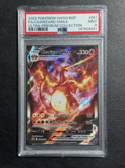 2022 CHARIZARD VMAX PSA 9 POKEMON SWSH BLACK STAR PROMO #261 FULL ART - Image 1