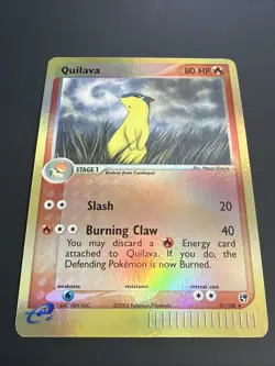 Pokemon TCG Quilava 51/100 EX Sandstorm 2003 Reverse Holo E Reader Vintage LP - Image 2