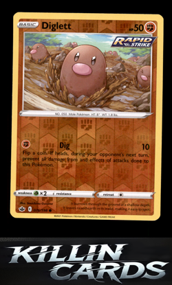 Reverse Holofoil Diglett 076/198 Pokemon Common SWSH06: Chilling Reign Card NM - Image 1