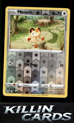 Reverse Holofoil Meowth 199/264 Pokemon Common SWSH08: Fusion Strike Card NM - Image 1