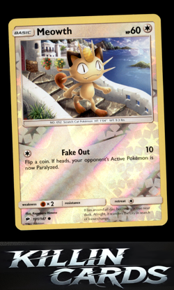 Reverse Holofoil Meowth 101/147 Pokemon Common SM - Burning Shadows Card NM - Image 1