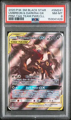 2020 POKEMON BLACK STAR PROMO #SM241 UMBREON & DARKRAI GX TAG TEAM PWR COLL PSA - Image 1