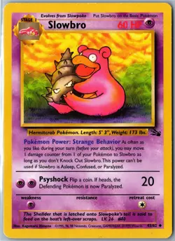 Vintage Pokemon Card - Slowbro Fossil 43/62 Uncommon Unlimited Heavily Played - Image 1