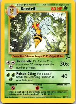 Beedrill 21/130 Base Set 2 Pokemon TCG R LP - Image 1