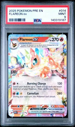 2025 POKEMON PRE EN-PRISMATIC EVOLUTIONS #014 FLAREON EX PSA 9 - Image 1