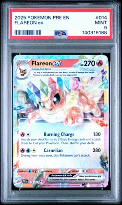 2025 POKEMON PRE EN-PRISMATIC EVOLUTIONS #014 FLAREON EX PSA 9 - Image 1
