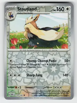 Stoutland 172/197 Obsidian Flames UC Reverse Holo NM/M Pokemon - Image 1