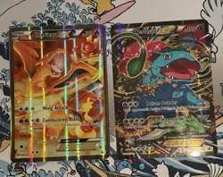 Pokemon TCG Venusaur EX XY123 And Charizard EX XY121 Jumbo Promo Cards - Image 1