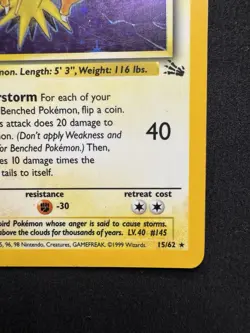 Zapdos 15/62 Fossil Holo Rare Vintage WOTC Pokemon TCG Cards 1999 - Image 4