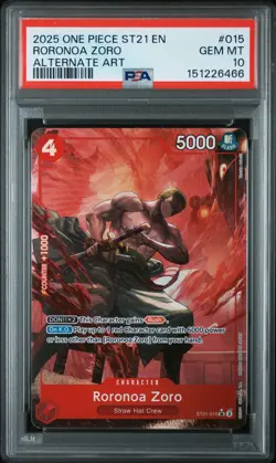 PSA 10 2025 One Piece Starter Deck ST21-015 Roronoa Zoro Alternate Art - Image 1