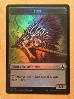 Magic the Gathering MTG Professor Dellian Fel / Emblem Pest Foil Emblem NM - Image 2