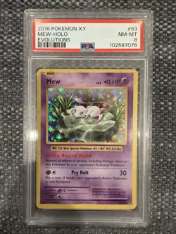 2016 Pokemon XY Evolutions Mew Holo Card 53/108 PSA 8 - Image 1