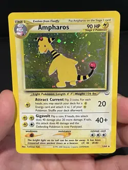 Pokemon Card Ampharos Neo Revelation 1/64 WotC Vintage 2000 Holo Rare SWIRL - Image 3
