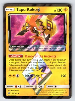 Tapu Koko ◇ 51/181 Prism Star Rare Team Up Pokemon Holo Lightly Played - Image 1