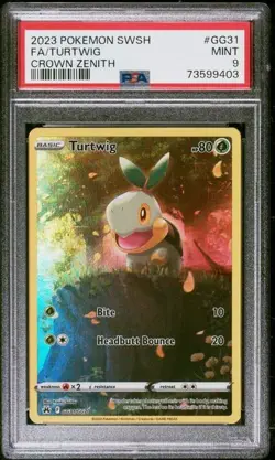 2023 POKEMON SWORD & SHIELD CROWN ZENITH TURTWIG GG31 PSA 9 - Image 1