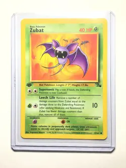 ZUBAT - 57/62 - 1st Edition Fossil - Common - Pokemon Card - NM - Image 1