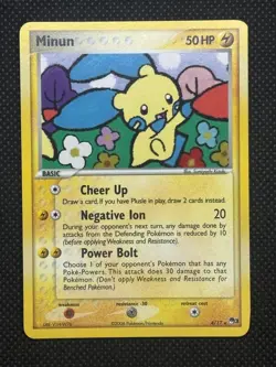 2006 Nintendo Pokemon TCG Card Minun POP Series 3 Holo 4/17 - Image 1